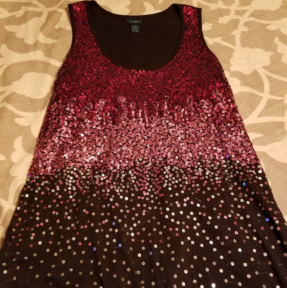 Pink ombre sequin tank